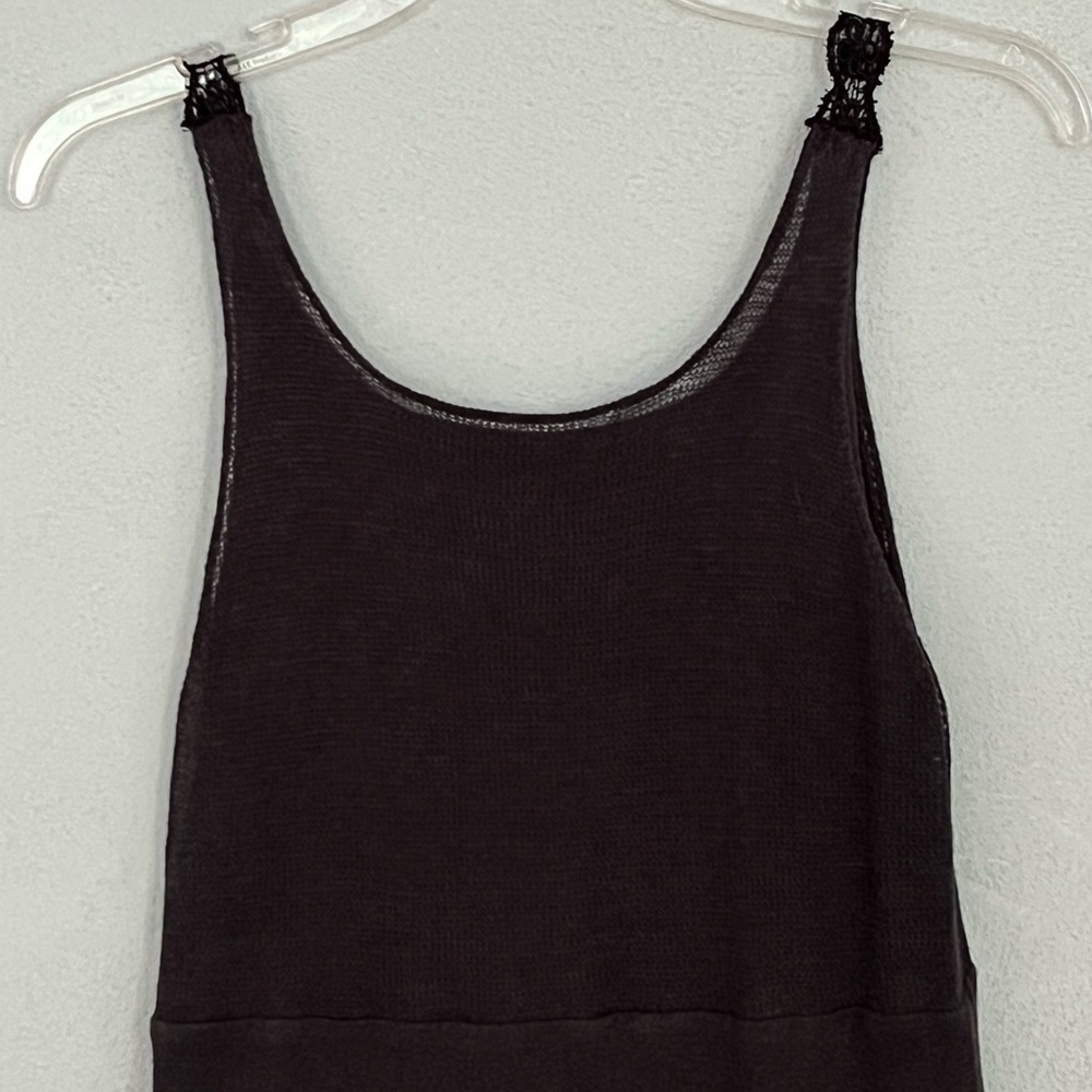 Eileen Fisher 100% Linen Sleeveless Tank Dress Charcoal Lace Strap Minimalist XS - Picture 7 of 15